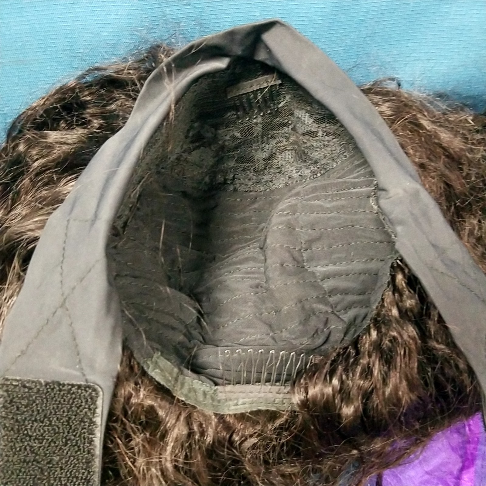 Luvme Real Hair Wig Long Black Crimped W/New Wig Cap Tools Kit