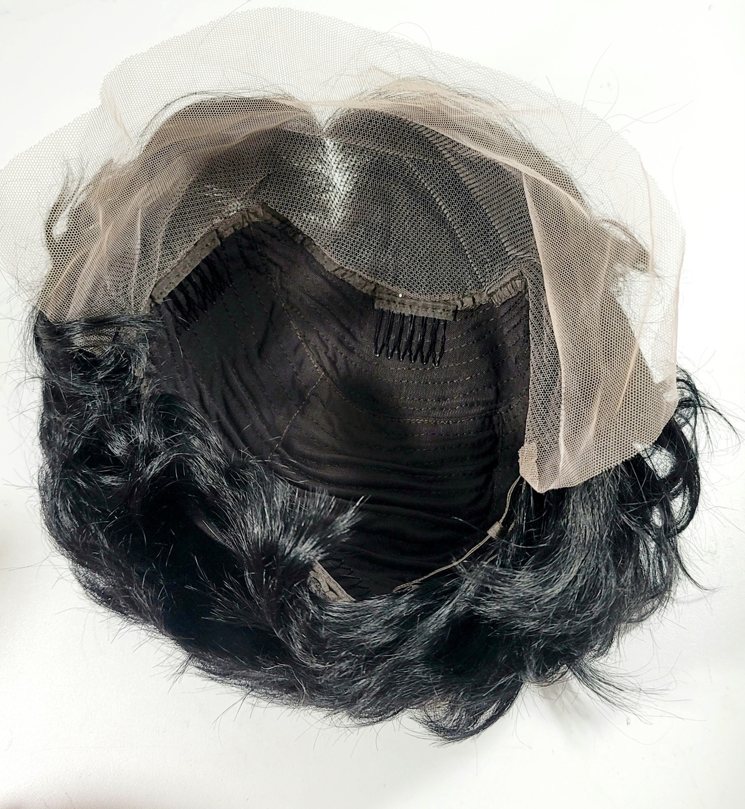 Wavy 8in Lace Frontal Human Hair Wig Short Textured Pixie Dark Brown Black NEW