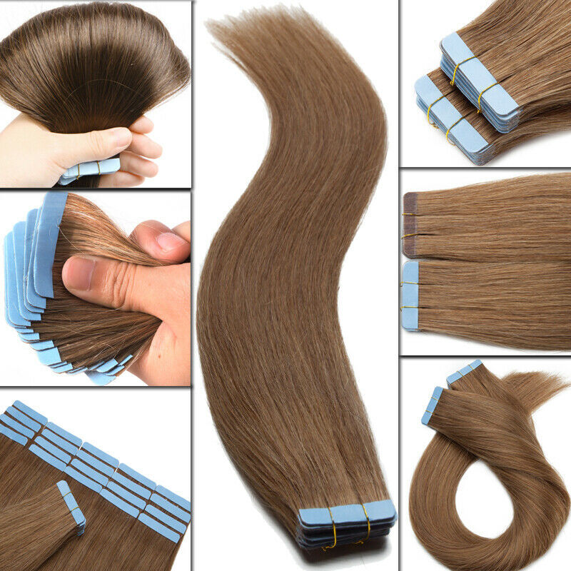Invisible Tape in Human Hair Extensions Seamless Adhesive PU Skin Wefts RemyHair
