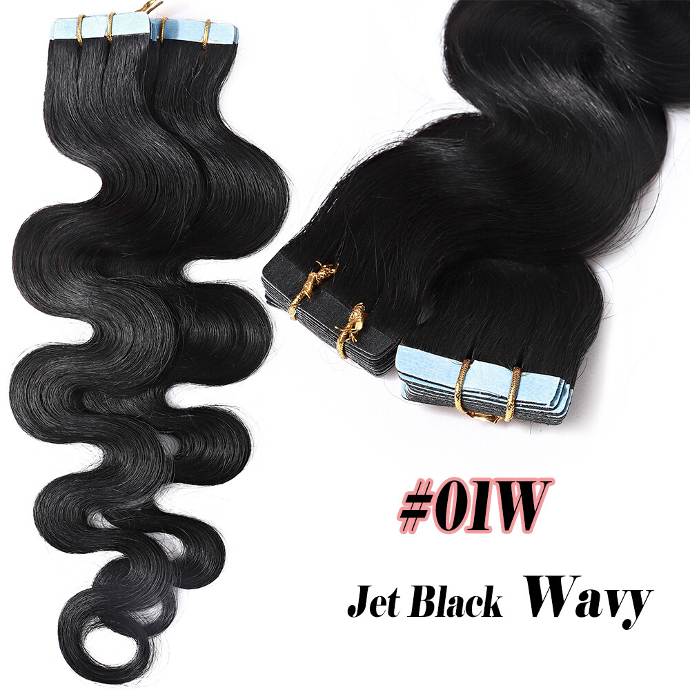 Invisible Brown Tape In Real Remy Human Hair Extensions 20/40/60 Pcs Thick Q396