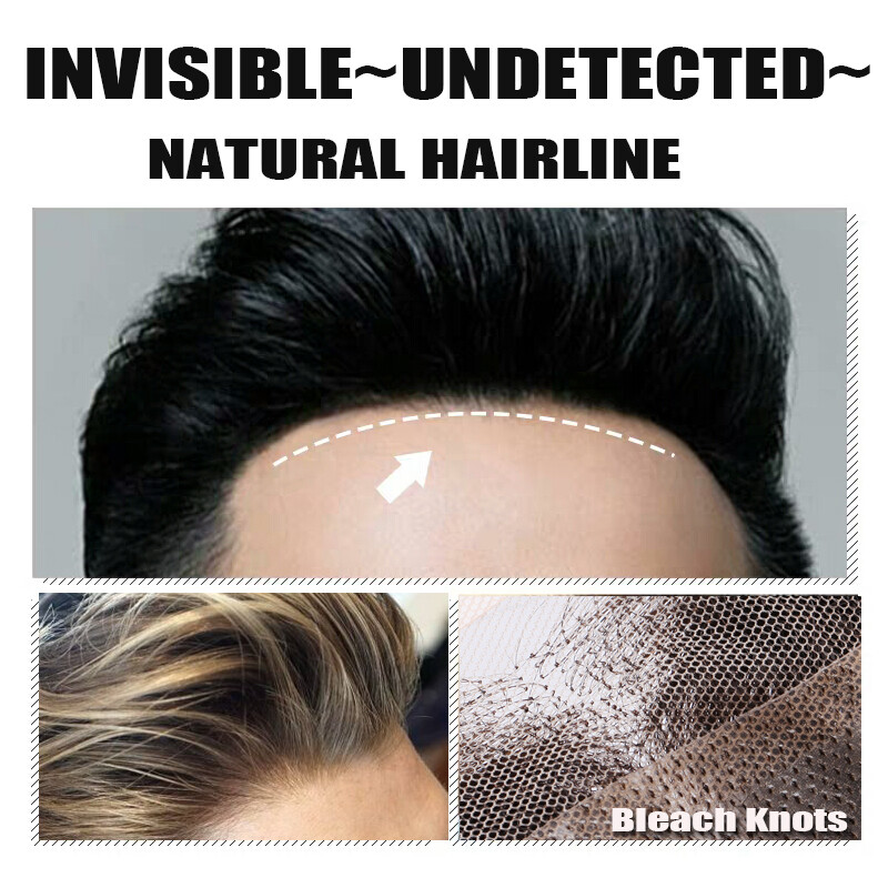 Mens Toupee Hairpiece Full SWISS LACE Wig Human Hair Replacement System US Soft