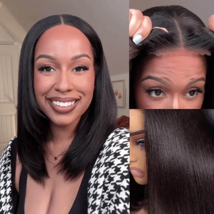 Straight BOB Wig Human Hair 4×4 Lace Front Wig Wear and Go Glueelss Wig