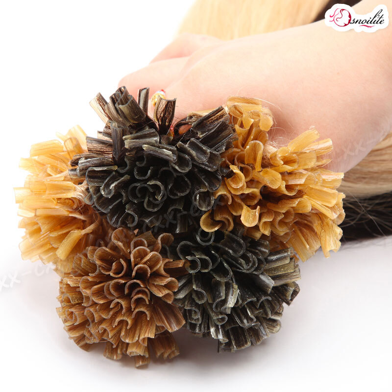 100G Pre Bonded Glue U Nail Tip Keratin Fusion Remy Human Hair Extensions 200PCS