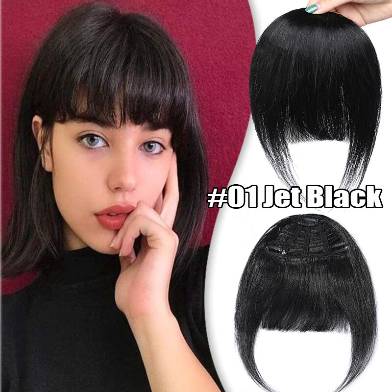 Women Real Remy Fringe Bangs Clip In Human Hair Extension Front Top Piece Blonde