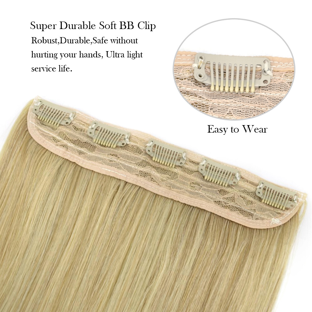 Clip in Hair Extensions 20″ Long Thick Synthetic Blonde Hair Piece Wefts 5 Clips