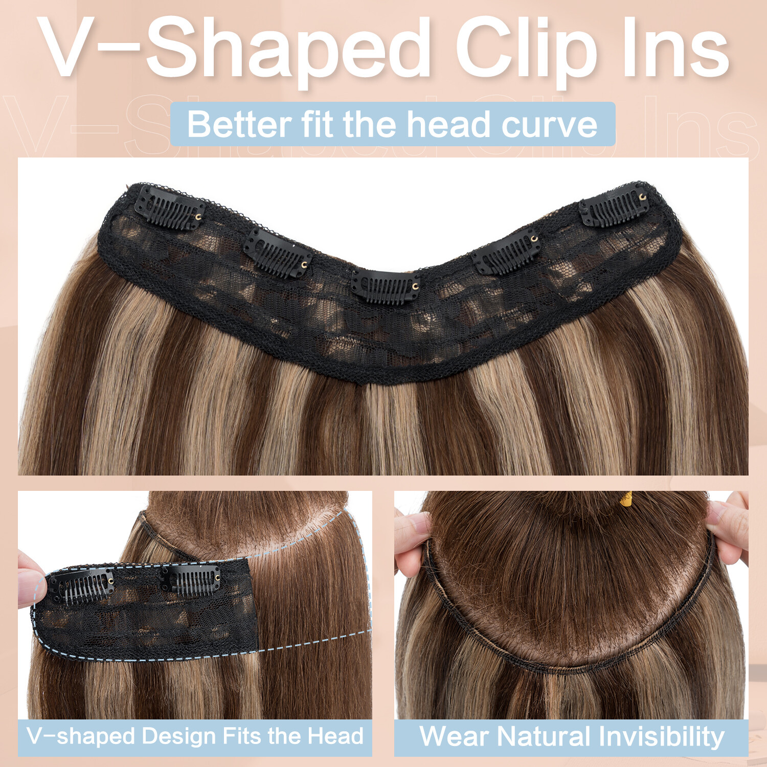 One Piece 100% Remy Clip In Human Hair Extensions 3/4Full Head U Part MY-LADY US
