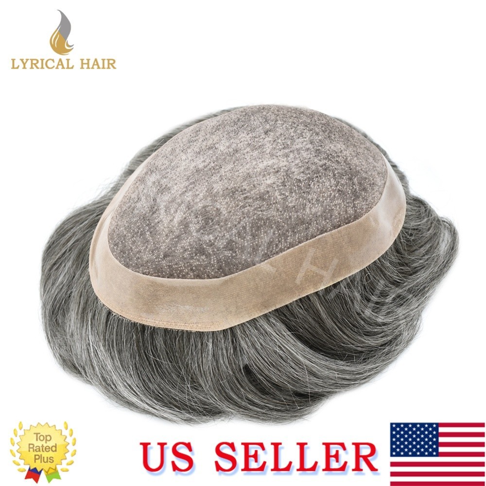 Fine Mono Lace Mens Toupee Human Hair System Durable Hairpiece Monofilament Wig