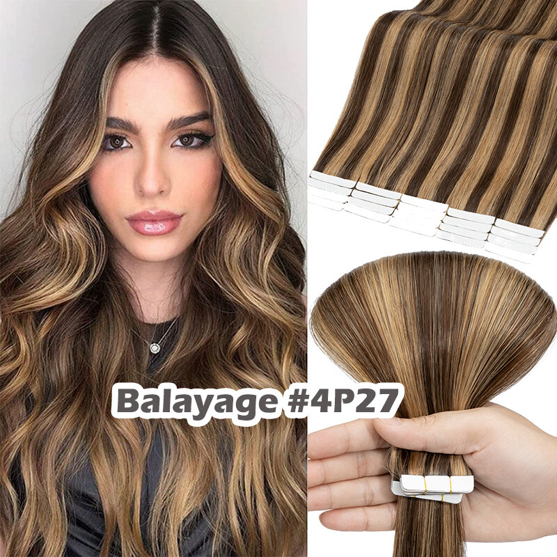 20-80PCS Tape In Real Remy Human Hair Extensions 100% Thick Hairpiece Invisible