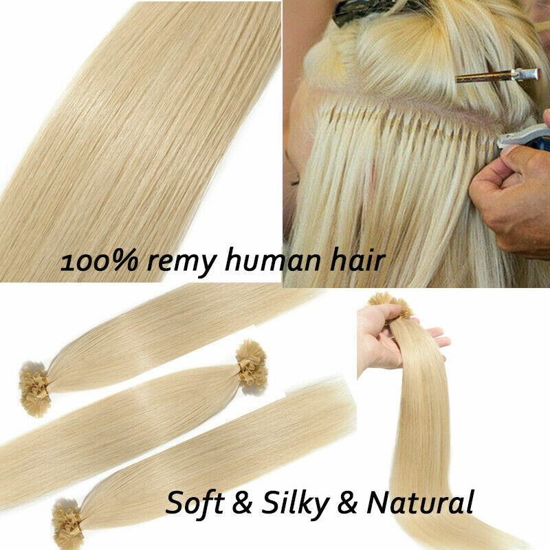 Keratin Pre Bonded Nail U Tip Remy Real Human Hair Extensions Full Head Thick 1g