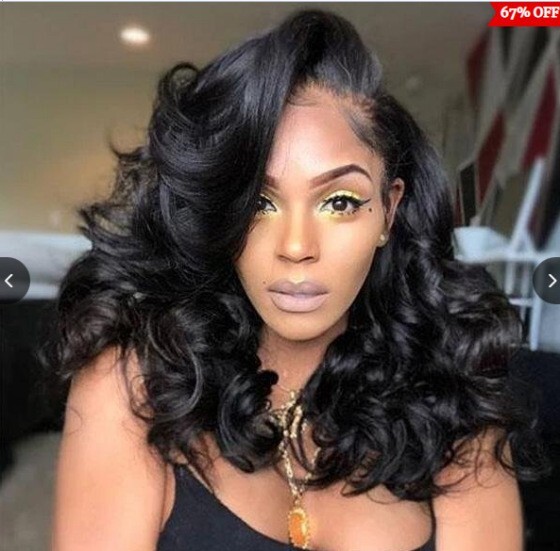 1 Set Long Wave Lace Front Synthetic Hair Wig Wavy Wig Black Women PrePlucked