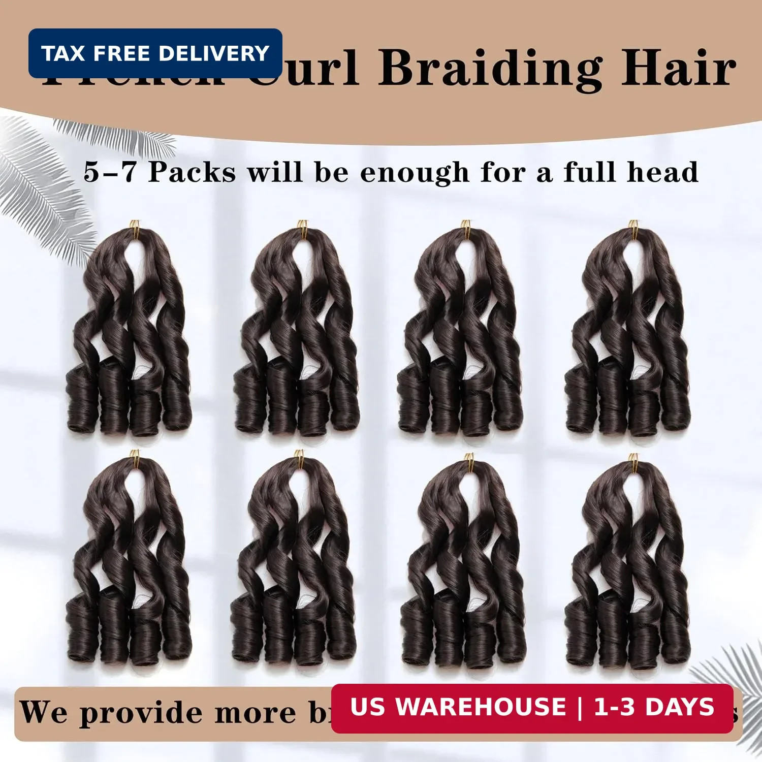 French Curl Braiding Hair, 4#, 12 Inch, 8 Packs | French Curl Crochet Braids, Cu