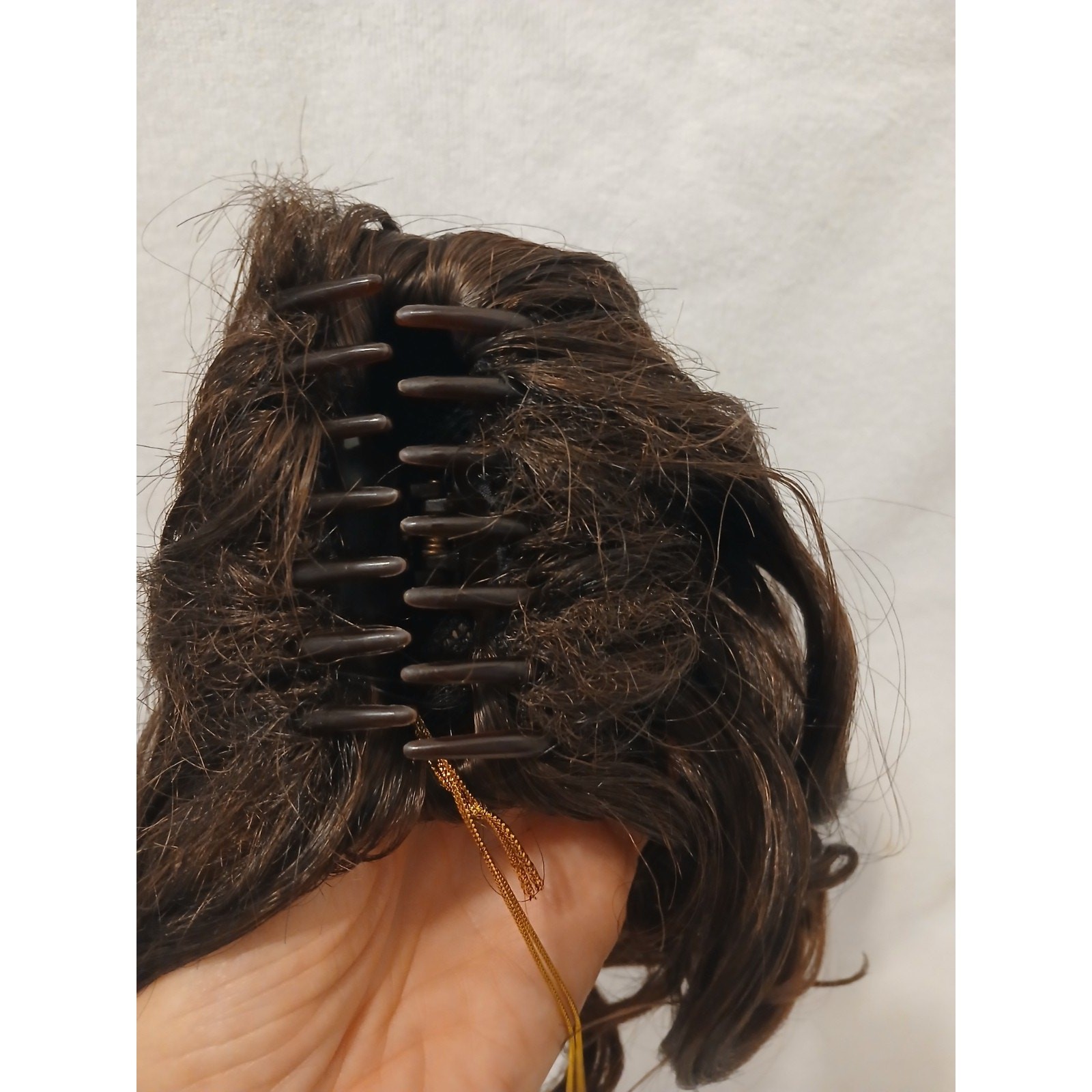 Wavy Ponytail Clip Hair Extension Dk Golden Brown Fancy Wedding Party Glamor