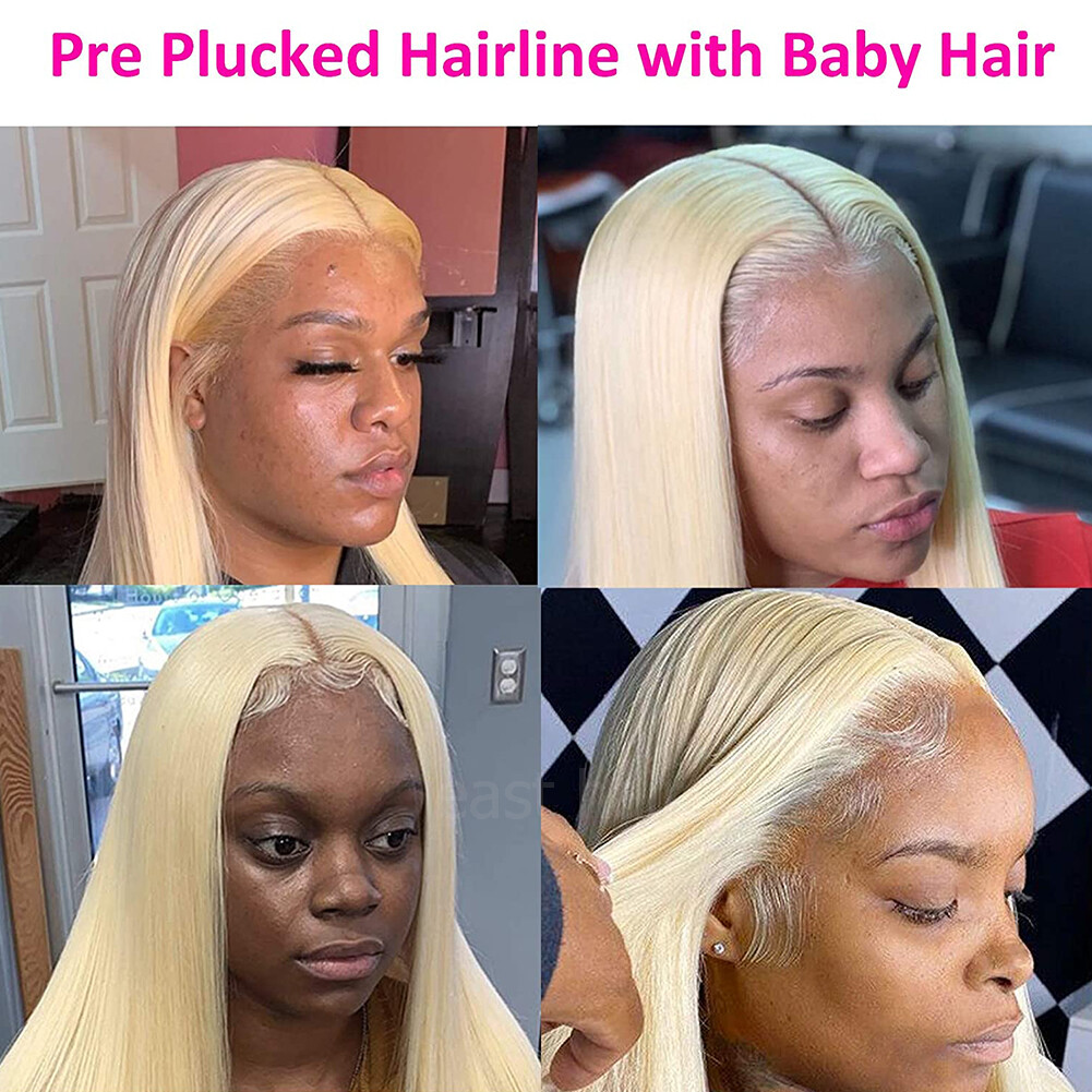 Long Straight 613 Light Blonde Hair Wig Synthetic Lace Front Wigs Heat Resistant