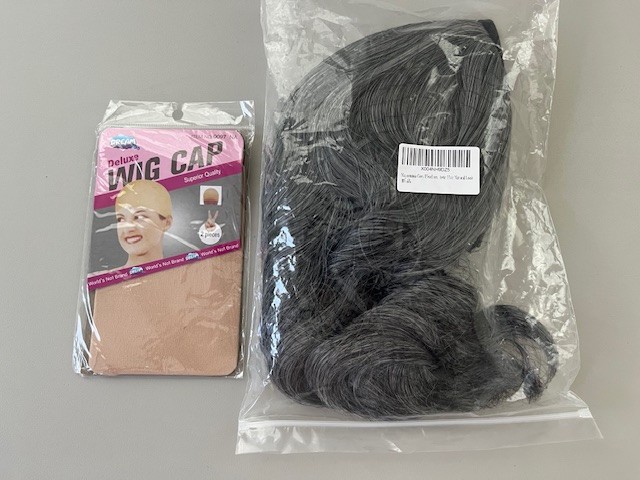 2 Dream Deluxe Wig Caps OS Natural Beige + 1 Natural Look Gray Black Wig Costume