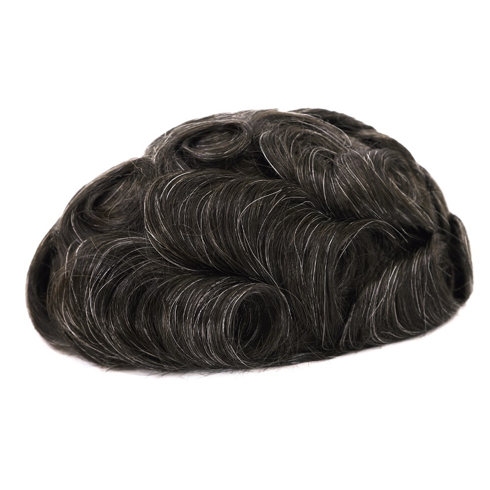 Mens Toupee Human Hair Replacement System Thin Poly Skin Hairpieces BIO #210