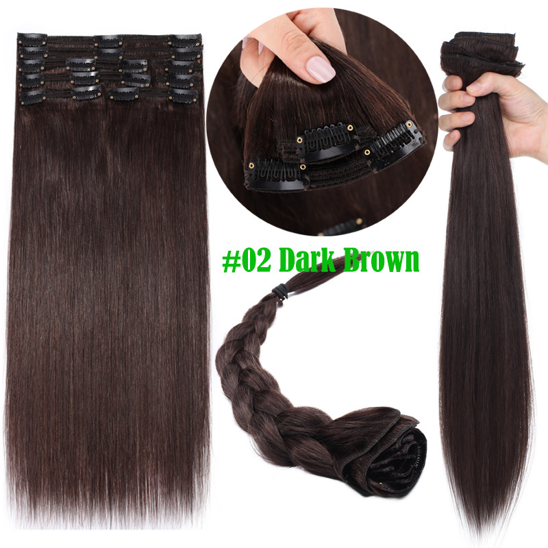 170G REAL THICK Double Weft Clip In Human Hair Extensions Clip On Hair Full Head