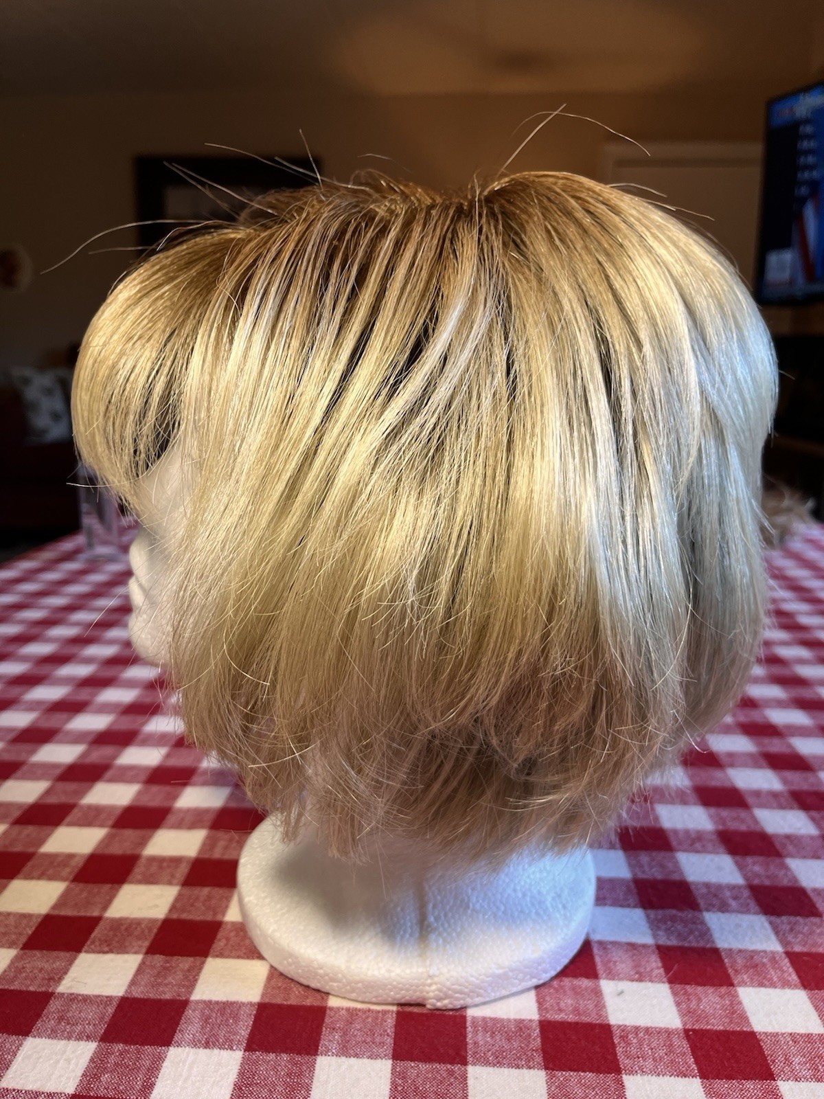 Envy Mono Top Lace Front Blonde/Brown Bob Wig W/Bangs Altered PLEASE READ