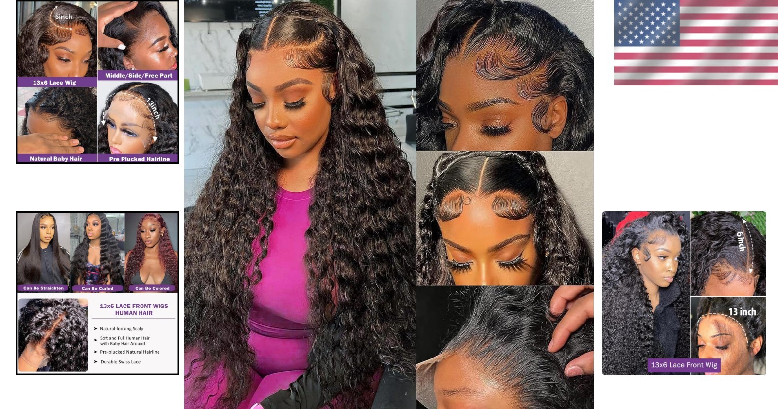 Glueless 13×6 Deep Wave Lace Front Wig – 180% Density Human Hair, 22 Inch
