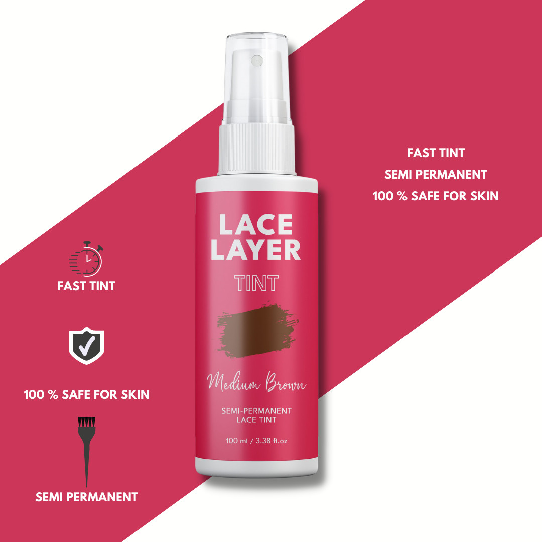 Lace Layer Lace Tint Spray for Lace Wigs Water Resistant Natural Look – 3.38 oz