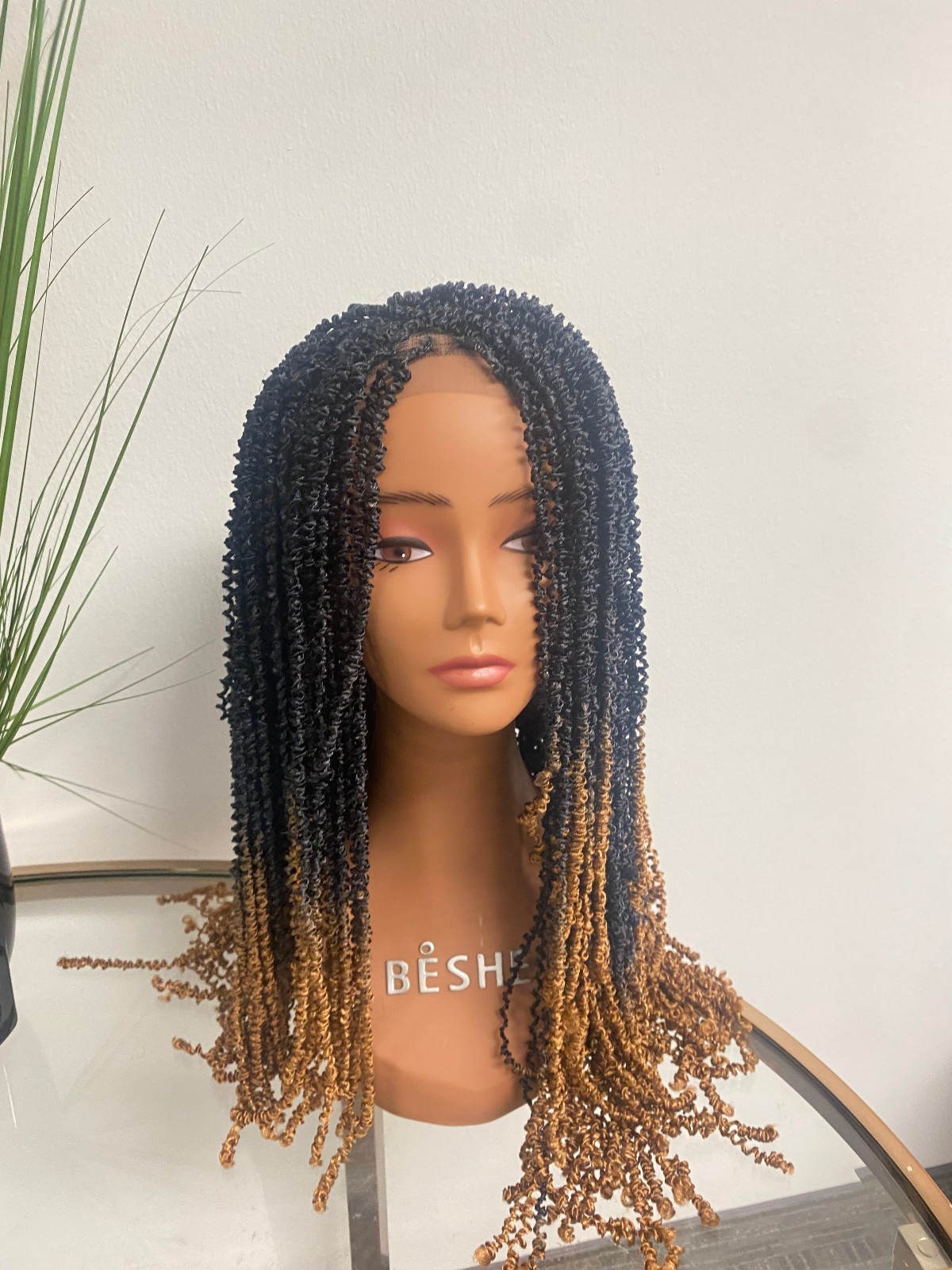African Coily Twists Black to Gold brown fade