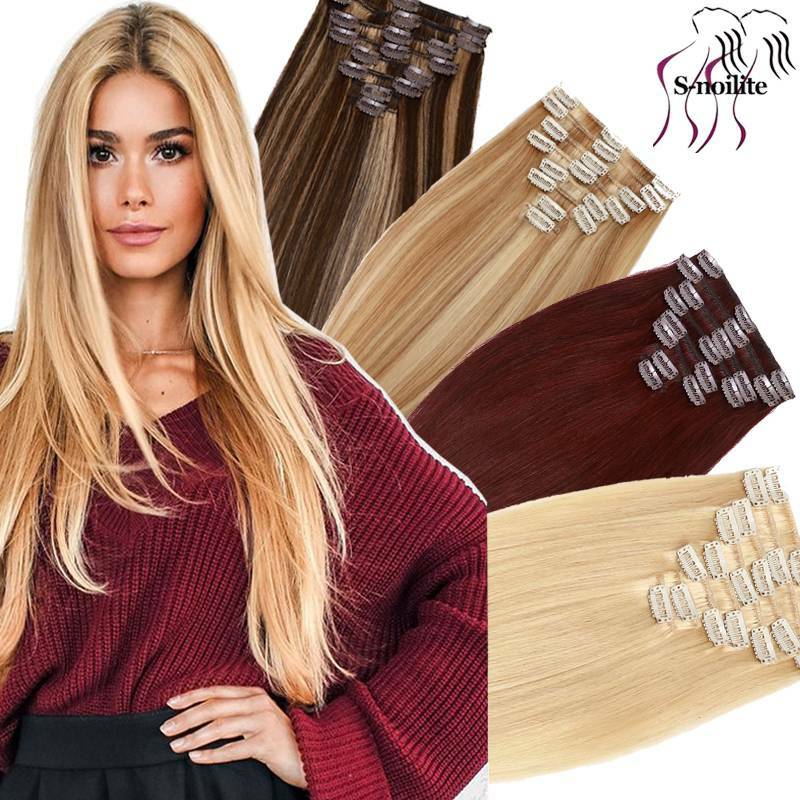 100% Natural Remy Clip in Hair Extensions 8 Full Head Real Human Hair US Seller