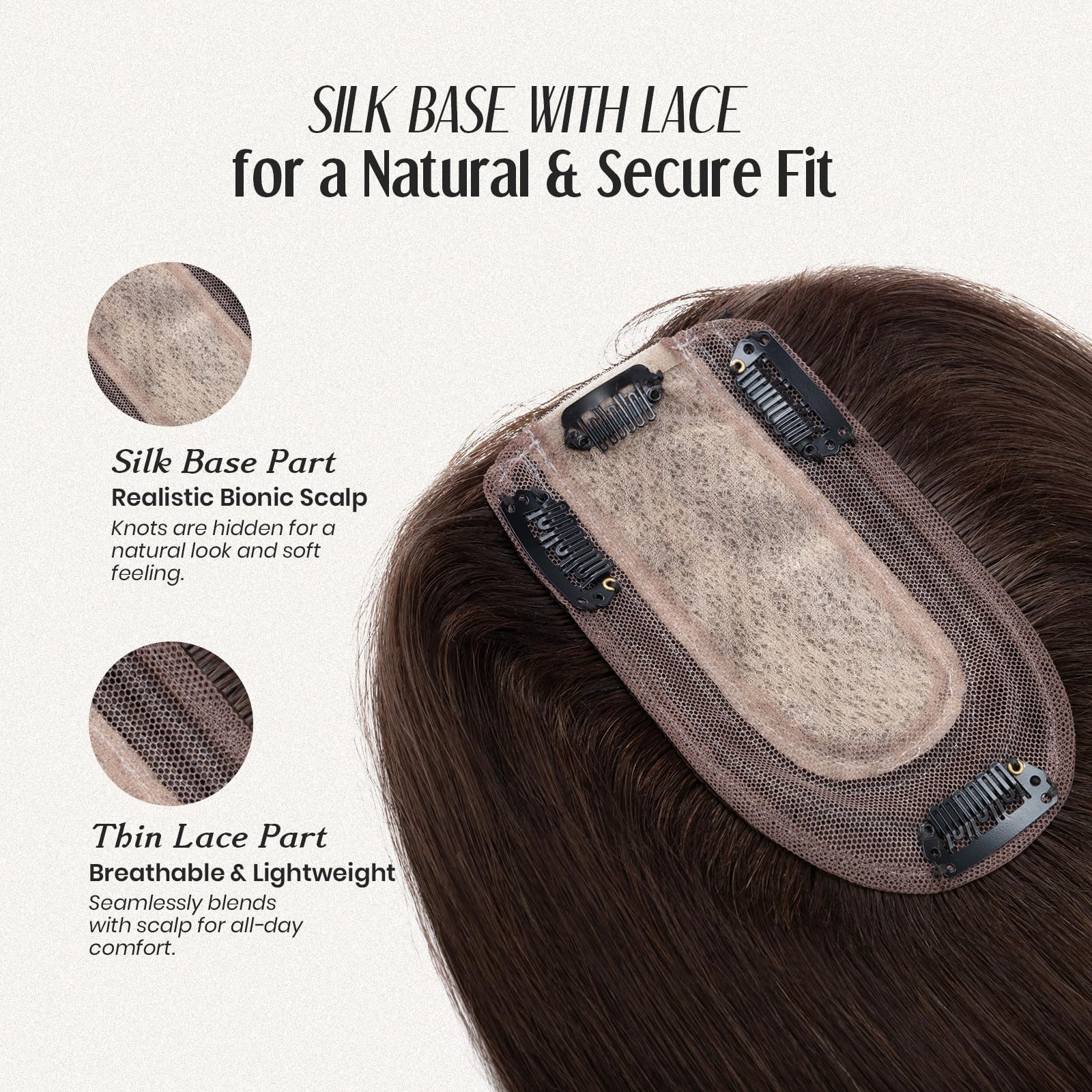 My-Lady Human Hair Toppers For Women Real Human Hair Thin 7 13Cm Silk Base Lace