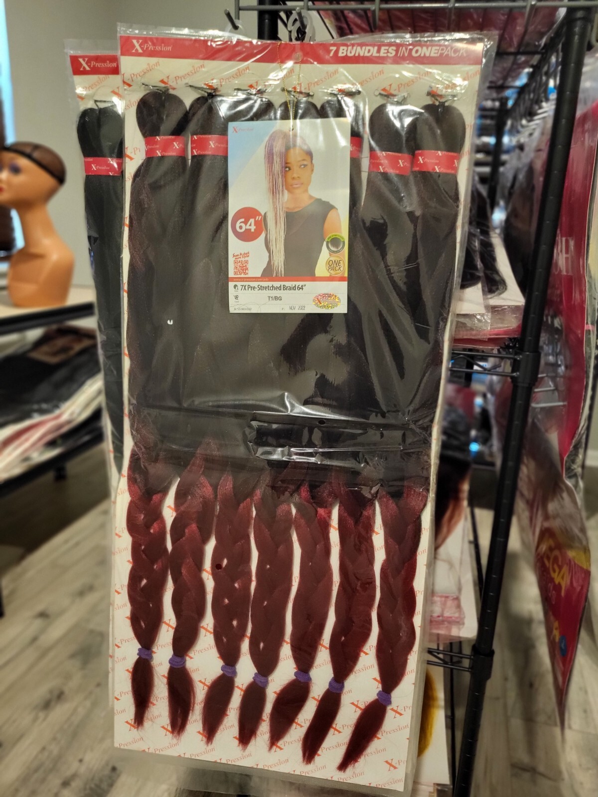 X PRESSION 7X PRE-STRECTHED BRAID 64″ , 7 BUNDLES IN 1 PACK, I PACK DOES IT ALL