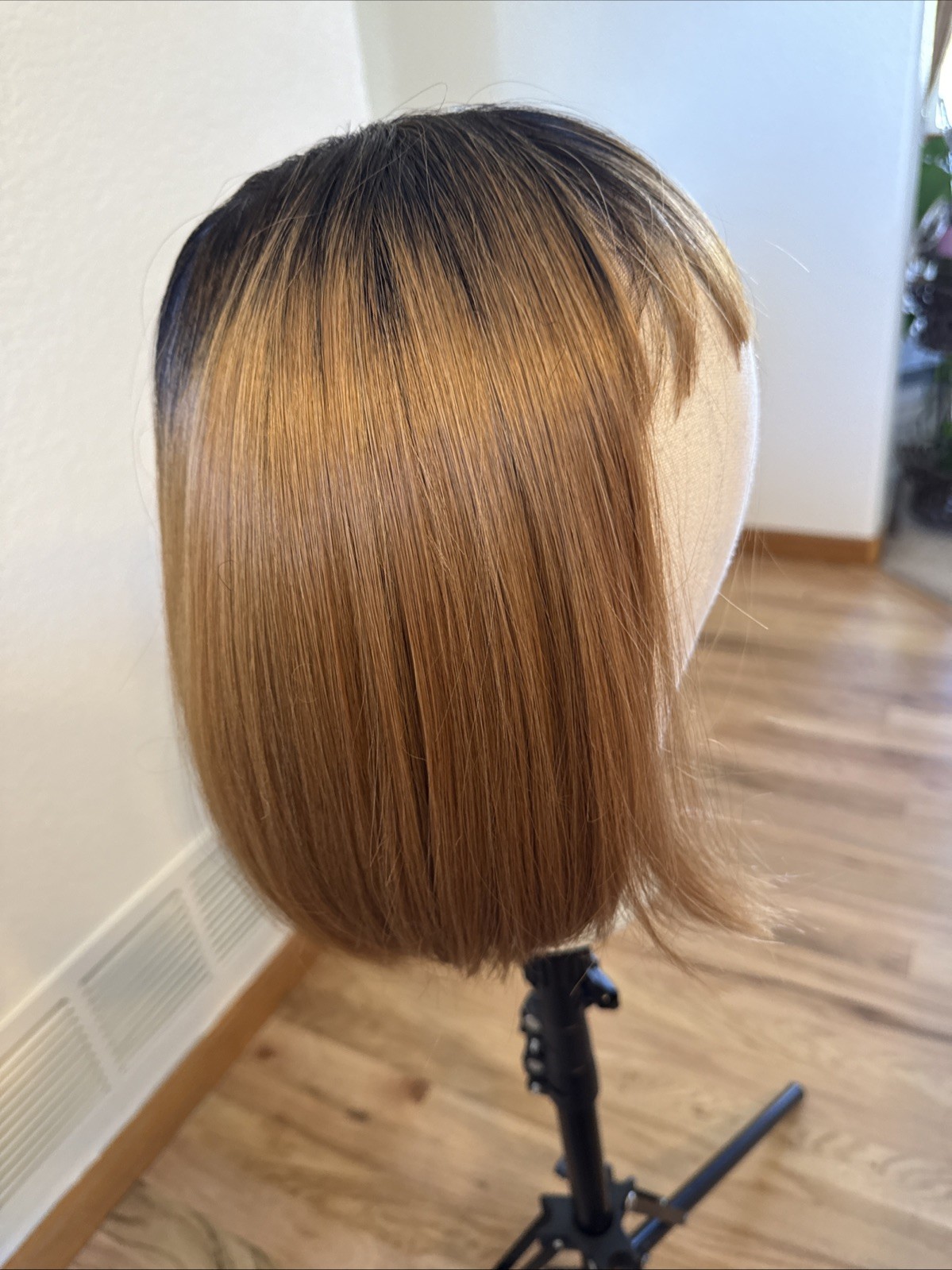 486A Human Blend R J Park Wig Chocolate Brown With Black Ombre 12”