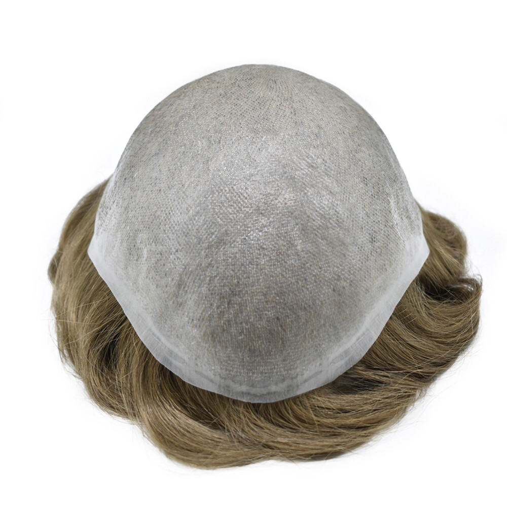 Mens Toupee Hairpiece Thin Skin V-Loop Front Hair Replacement Wig for Men 0.08mm