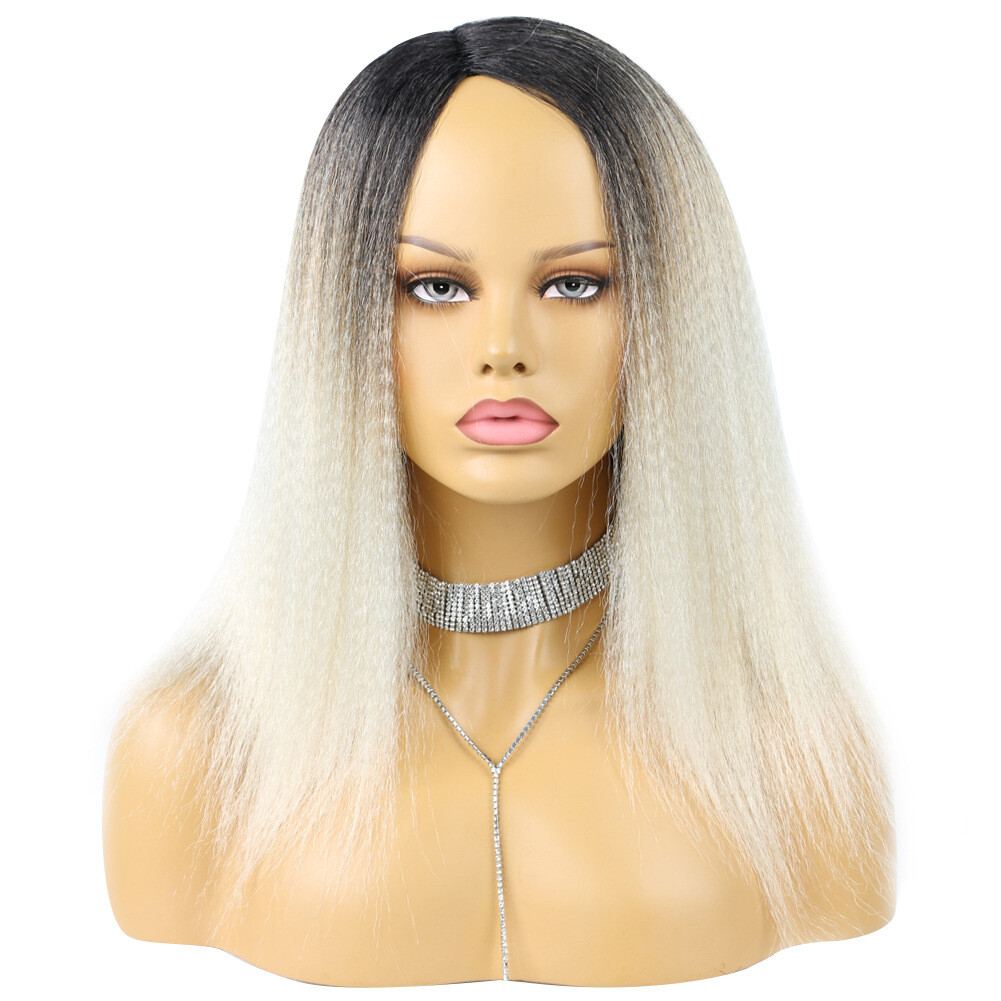 Synthetic Kinky Straight African YaKi Hair Dreadlock Curly Ombre Wig For Women