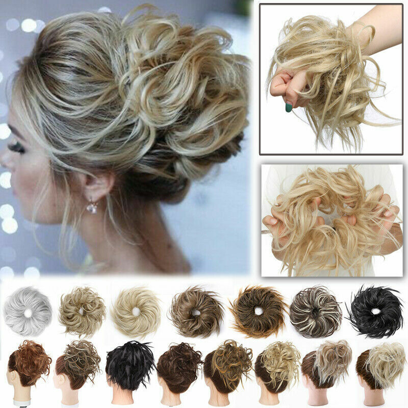 Realistic Chignon Scrunchie Messy Bun Tousled Hairpiece Elastic Band Synthetic