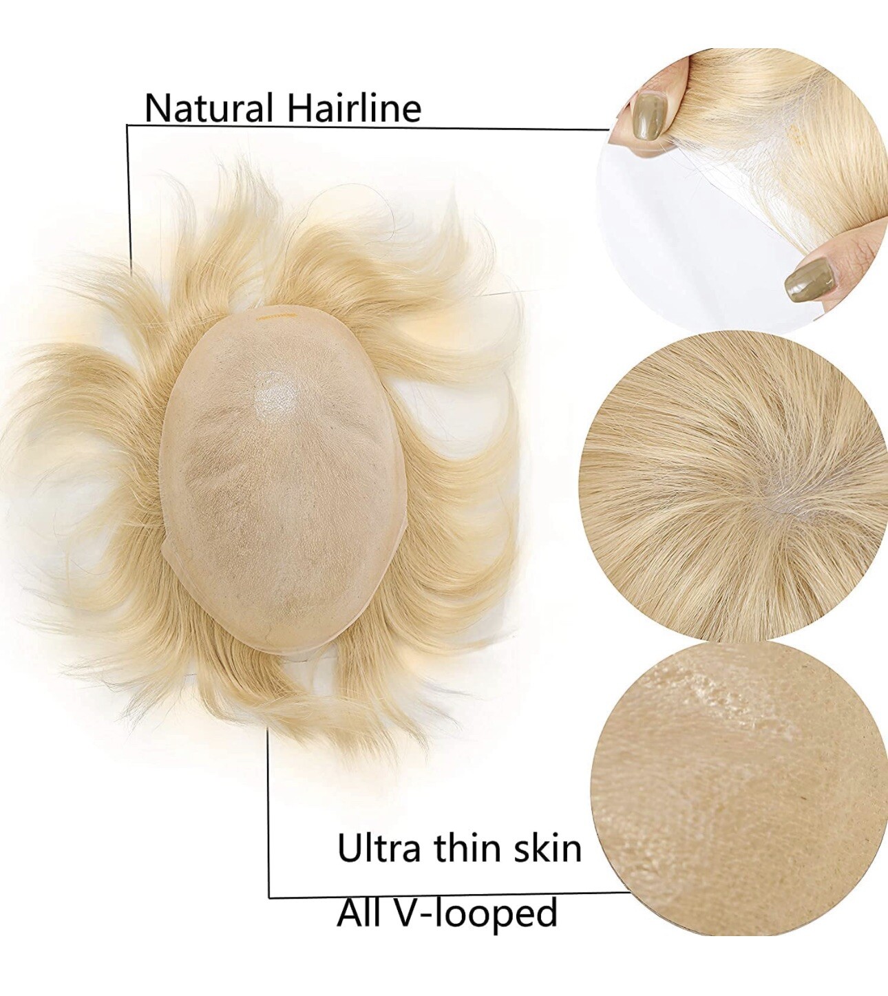 Lishy Men’s Toupee Soft Thin Skin 0.06mm PU 10x8inch Hair Replacement for Men