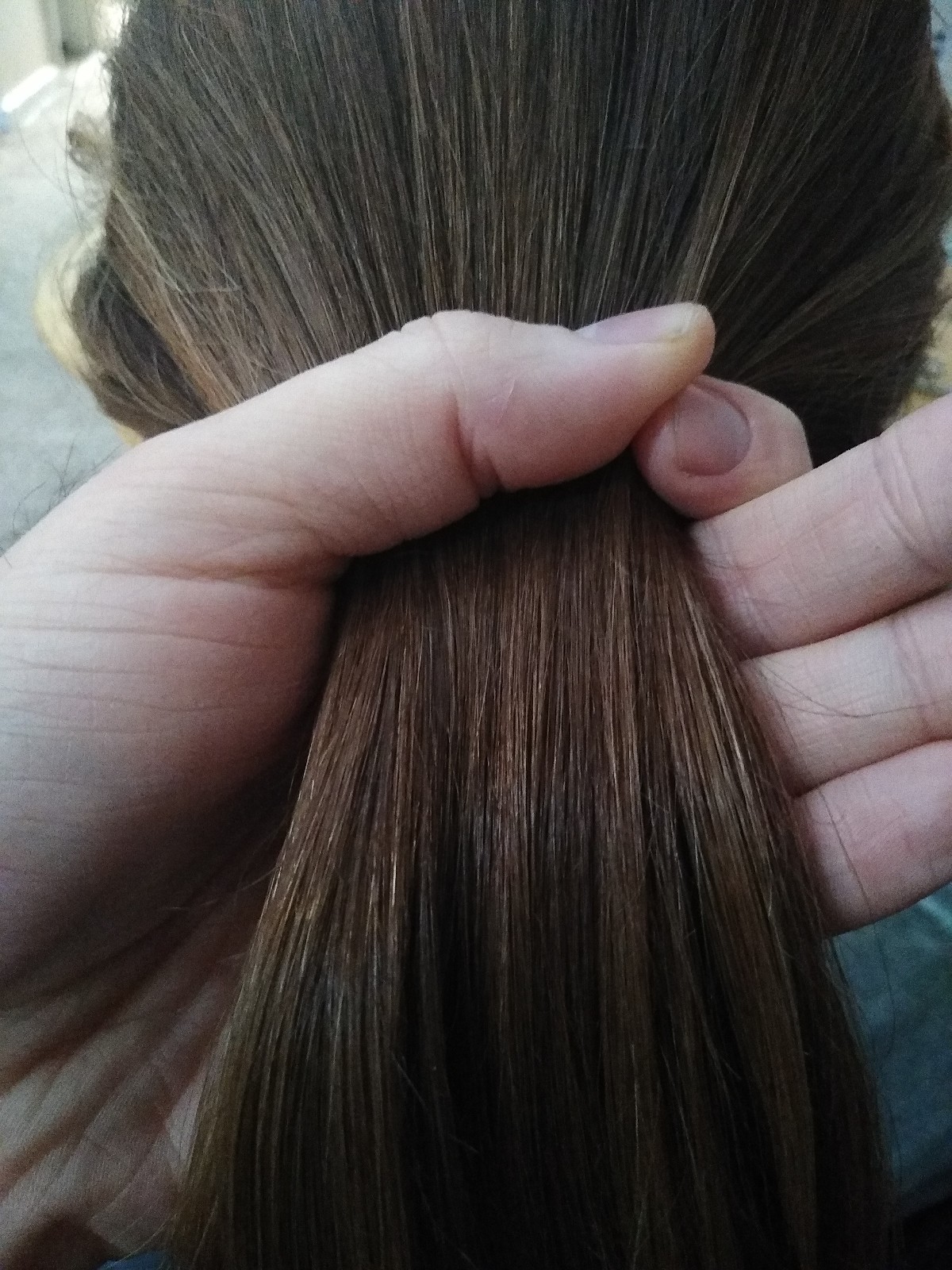 9 inches of thick blonde human hair