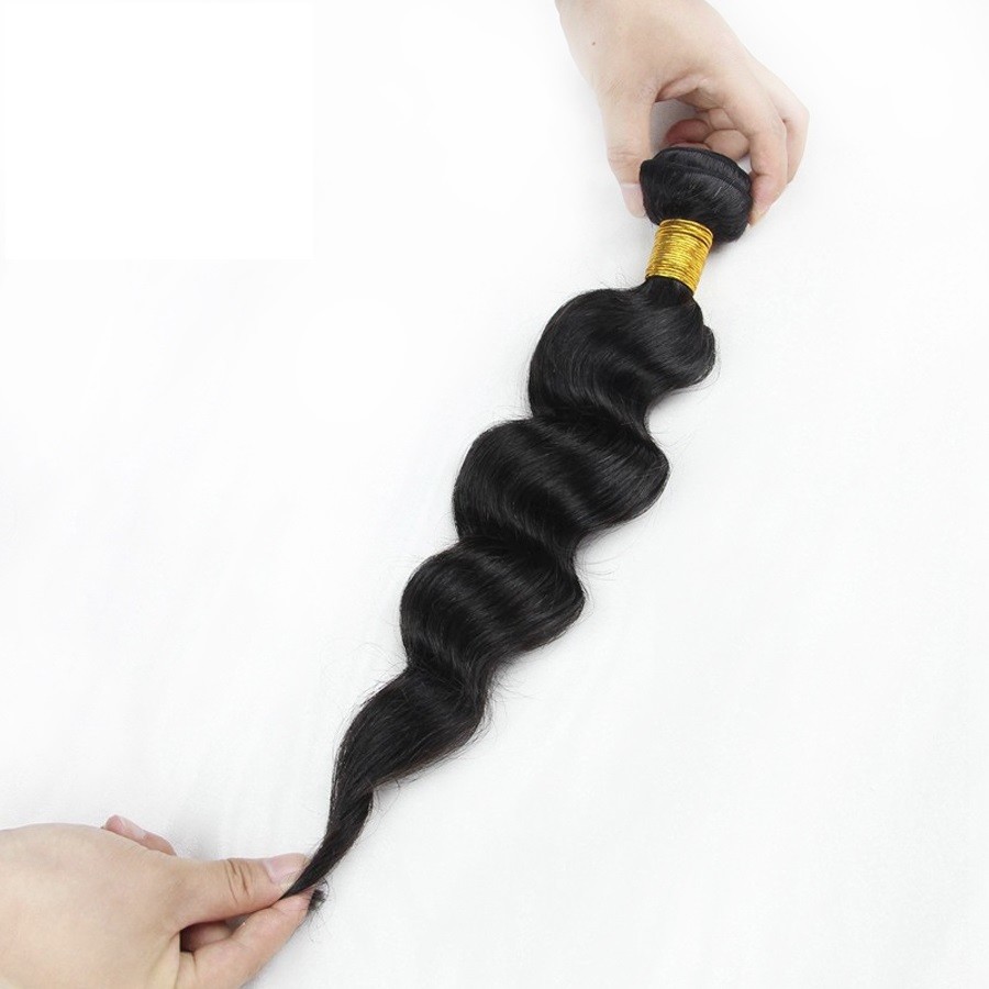 3 Bundles Loose Wave With 4*4 Lace Closure Free Part Virgin Brazilian Hair