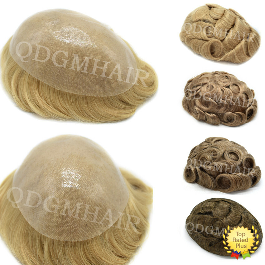 Full Poly Mens Toupee Hairpiece All Skin PU Hair Replacement System Wigs for Men