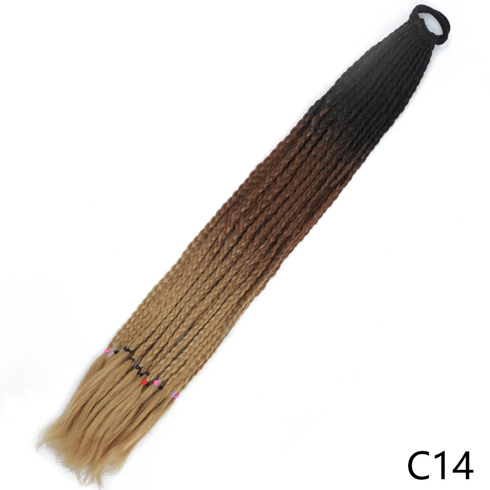 60CM Synthetic Gradient Color Dirty Braided Ponytail Hair Extensions For Girls