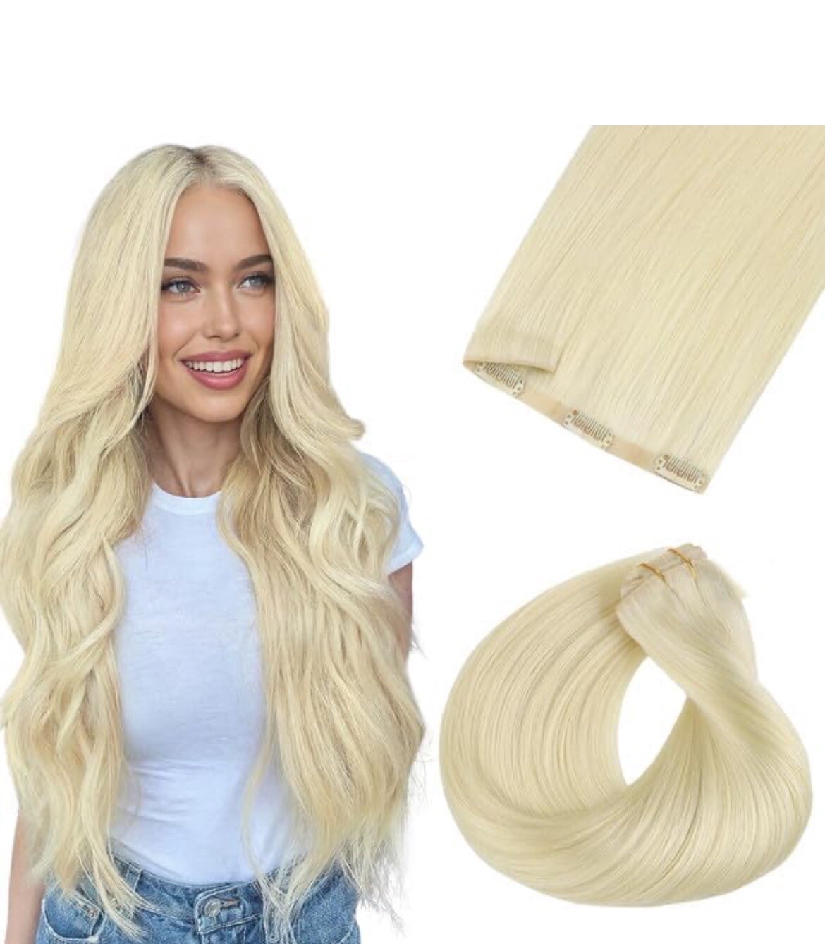 DOORES Invisi Edge Clip in Hair Extensions 12 Inch 110g 7pcs Platinum Blonde