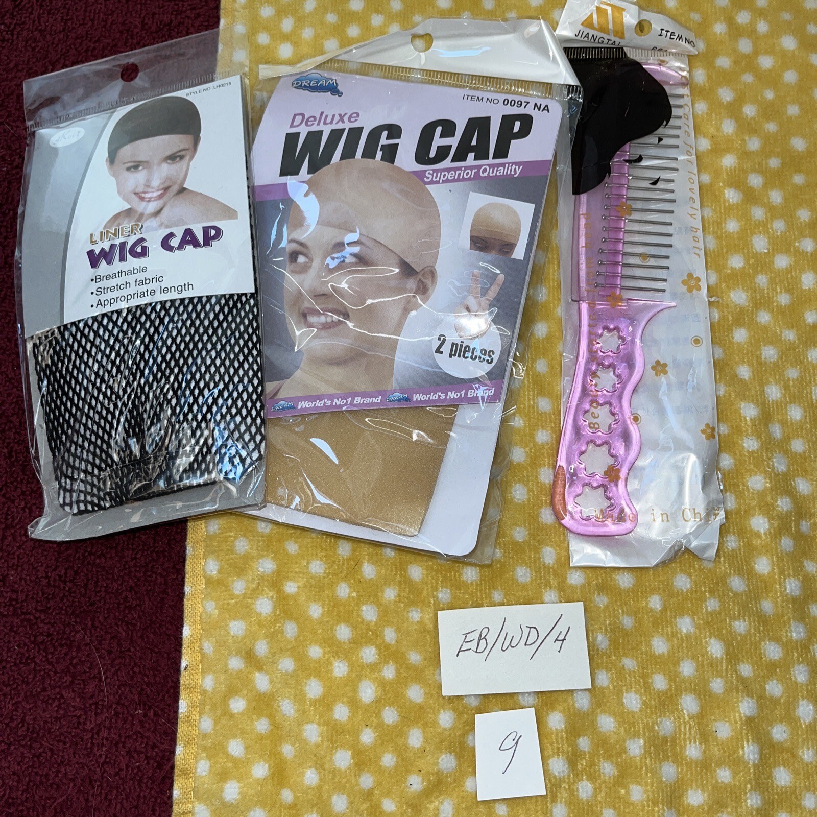 Wig Care Kit~2 Blonde Caps, 1 Black Wig Liner Cap , Comb