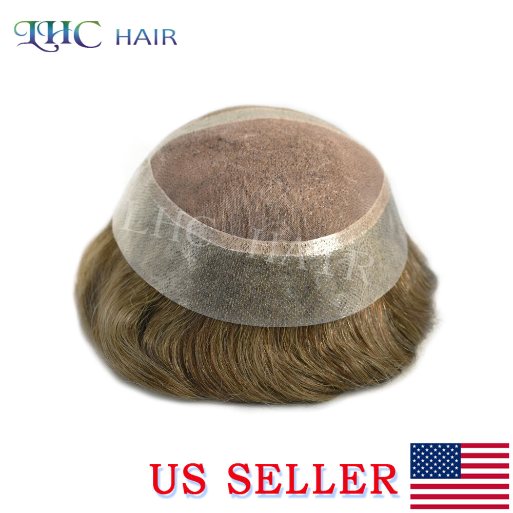 Lace Front Mens Toupee Human Hair System Natural Hairline Brown Blonde Hairpiece