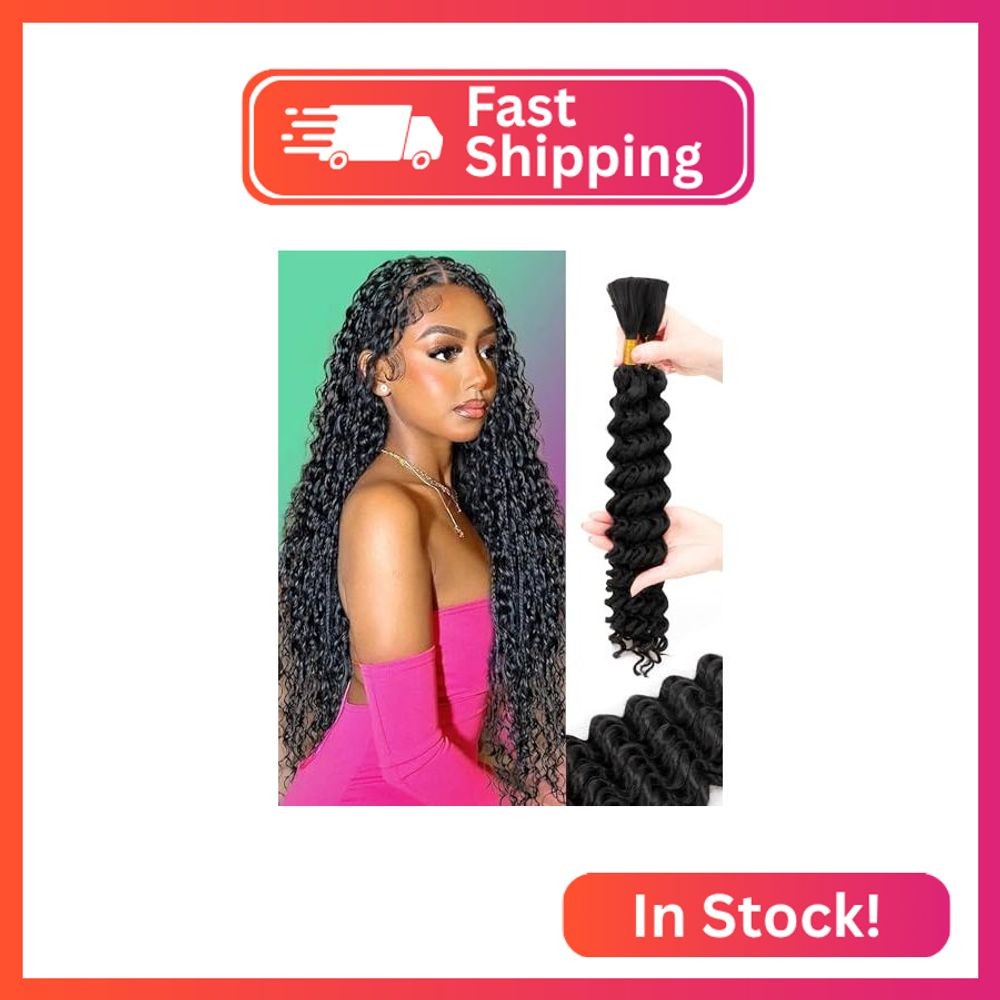 Deep Wave Bulk Braiding Hair-Wet and Wavy Human Braiding Hair,20 Inches 2 Bundle