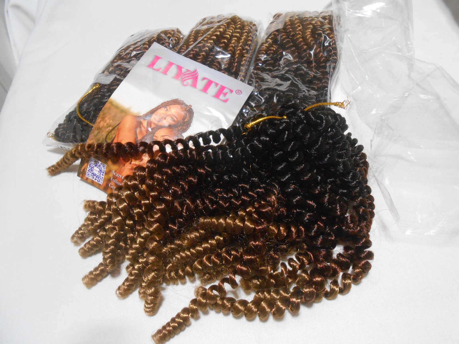 LIYATE Crochet Hair 8″ SPRING Curly Pre-Looped 4 Packs Deep Wave Extensions NEW