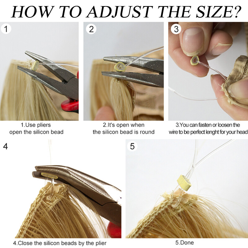 Hair Extensions 24″ Invisible Wire No Clips Full Head Hairpiece Secret US