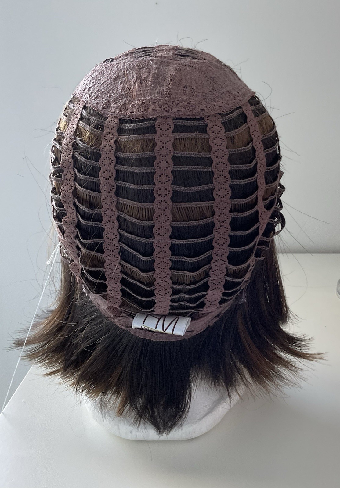 Henry Margu Jayde Bob Wig In 5H Dark Brown With Strawberry Highlights NWT