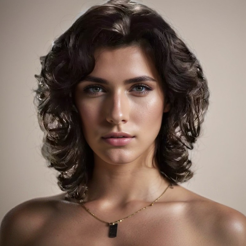 Unisex Short Curly Deep Brown Wig Heat Resistant Synthetic Hair Wig for Men Wome