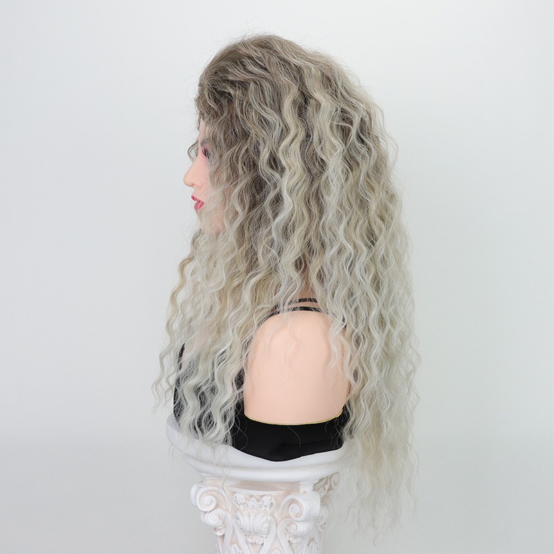 25″ Ombre Blonde Curly Wig African American Synthetic Hair Long Women’s