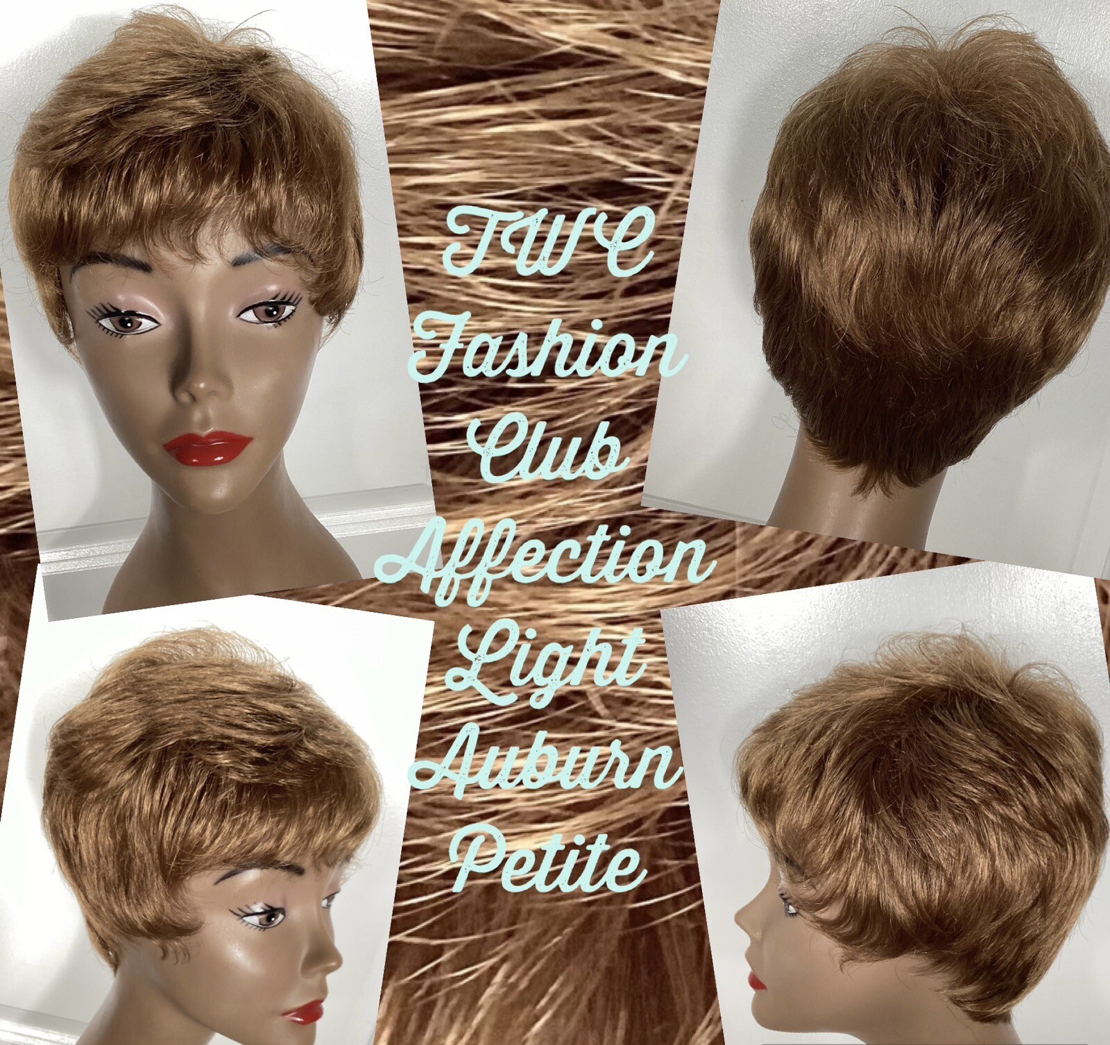 TWC Fashion Club Wig AFFECTION Light Auburn Sz Petite Short Layered Pixie P-7