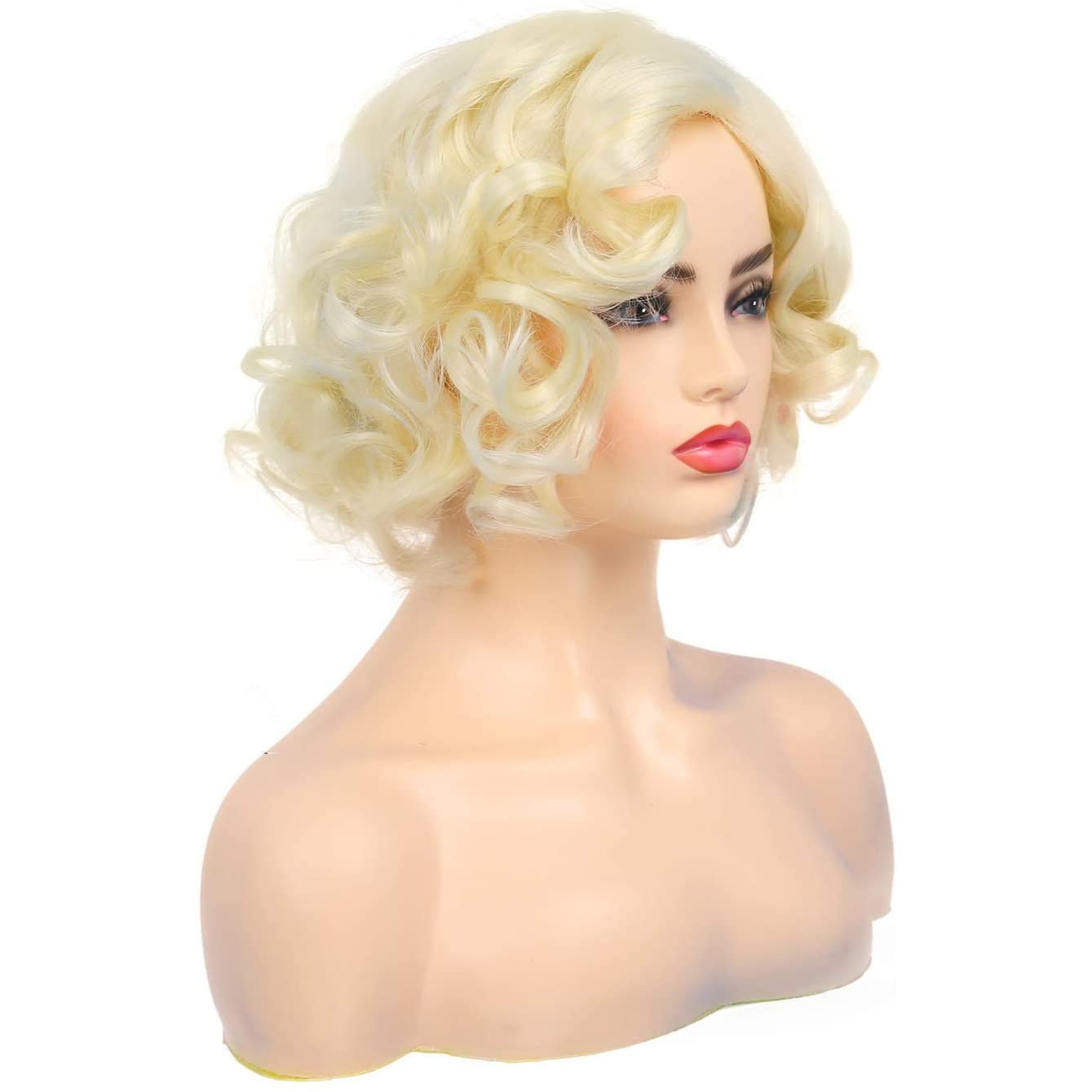 1920s Short Curly Blonde Wig woman synthetic costume hair cosplay actress stage