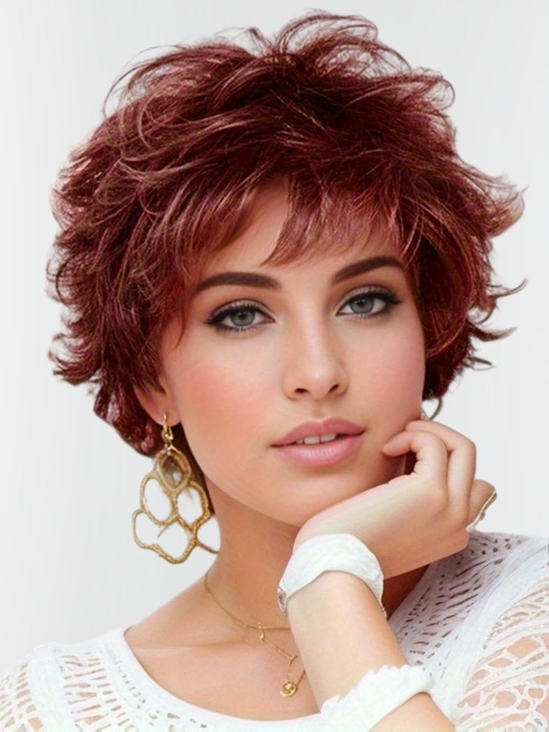 6-Inch Ombre Red Curly Wig with Bangs – Comfortable, Stylish, and Tangle-Free