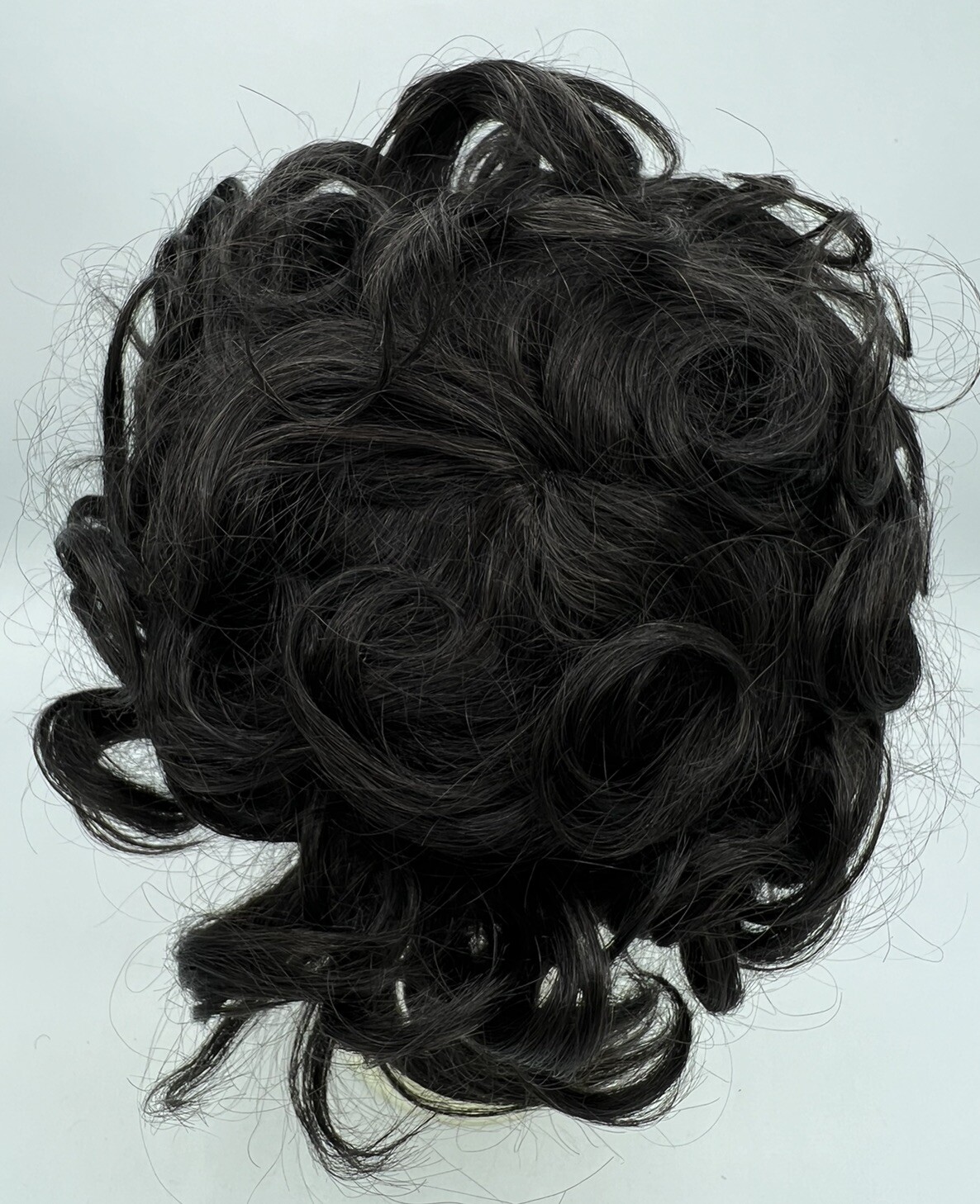 Mens Toupee Loose Curl Hair Replacement System Ultra Thin Black Curly Hairpieces