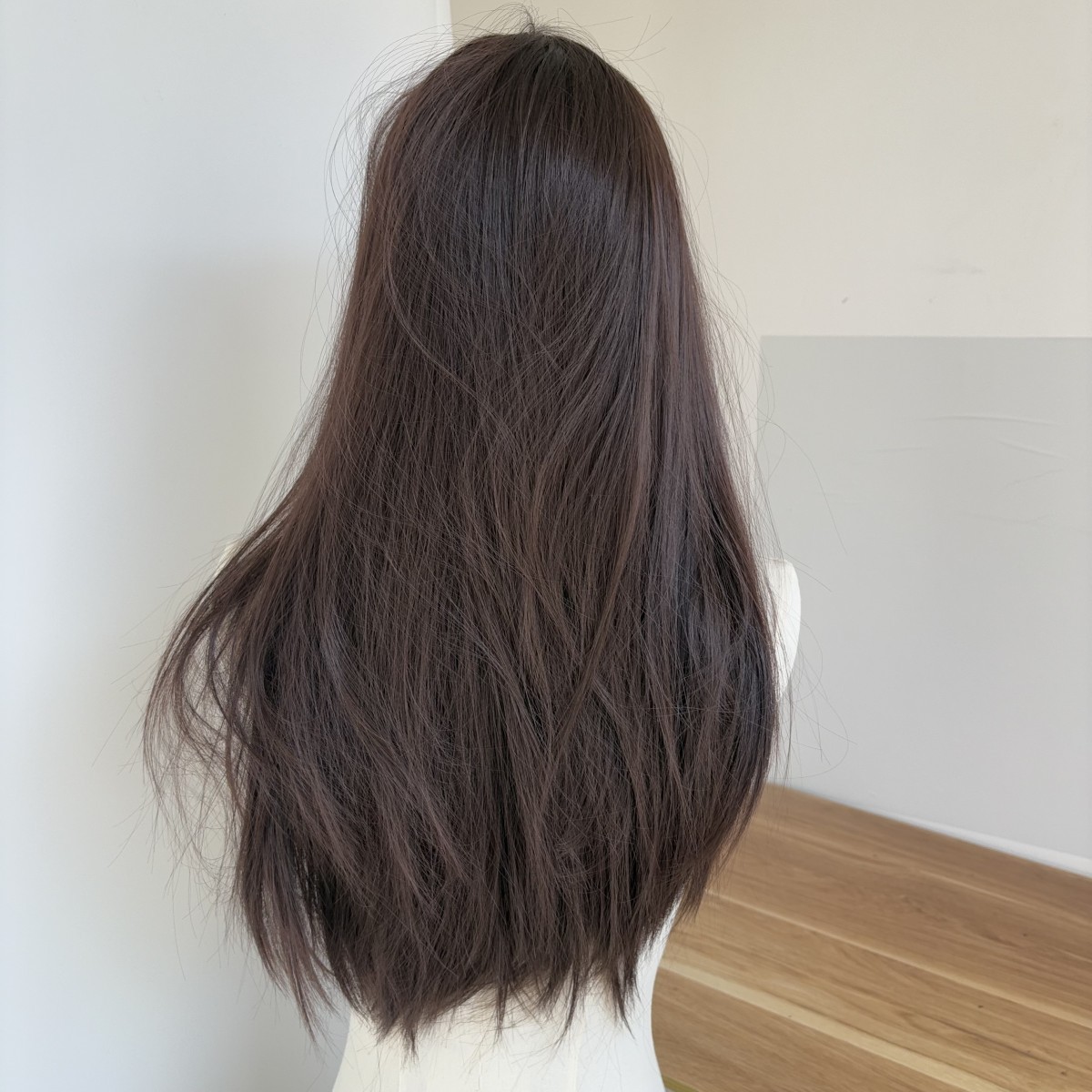 Long Straight Dark brown Women Heat Resistant Hair Soft Cosplay Wigs With Bangs